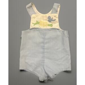 Vintage Appliqué Romper 9-12 Months Betti Terrell Blue Bird And Nest Easter